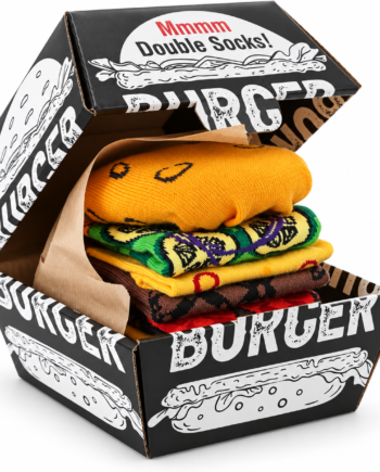 Herrestrømper Burger Box Par Gaveæske