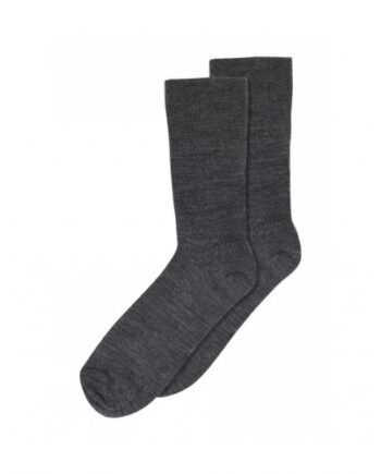 Strømper Dame Rib Sokker Merinould Dark Grey Melange