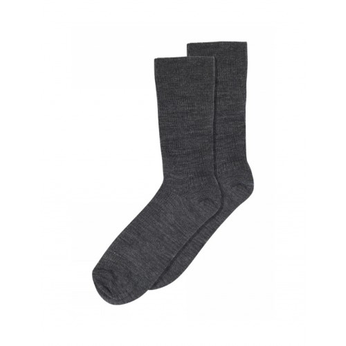 Strømper Dame Rib Sokker Merinould Dark Grey Melange