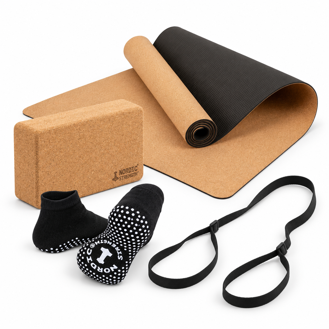 Yoga Startpakke Kork Med Yogamåtte Yogablok